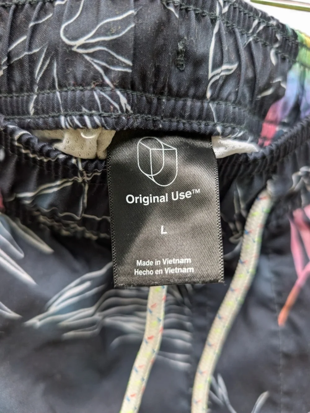 Original Use Gray Swim Trunks with Neon Floral Print